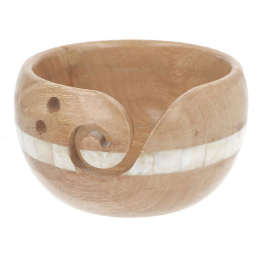Scheepjes yarn bowl mango wood and mother of pearl 15x9cm