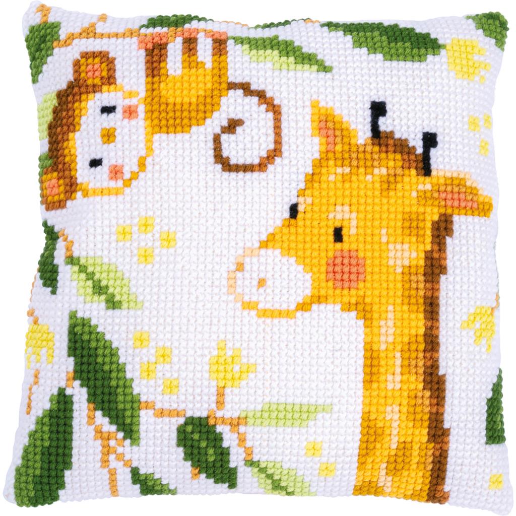 Cross stitch cushion kit Jungle animals