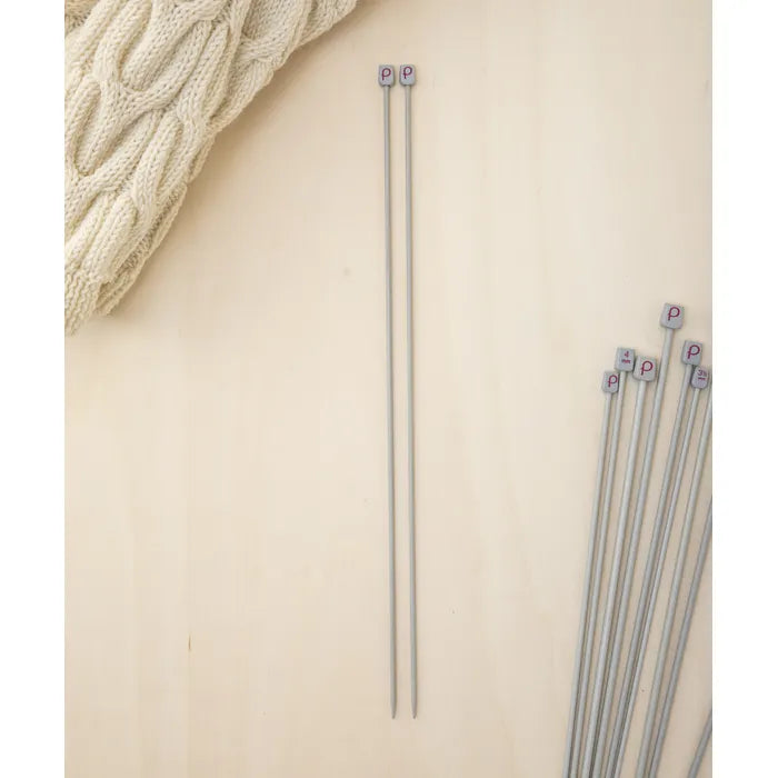 Aluminum knitting needles 40 cm. Colour: Grey