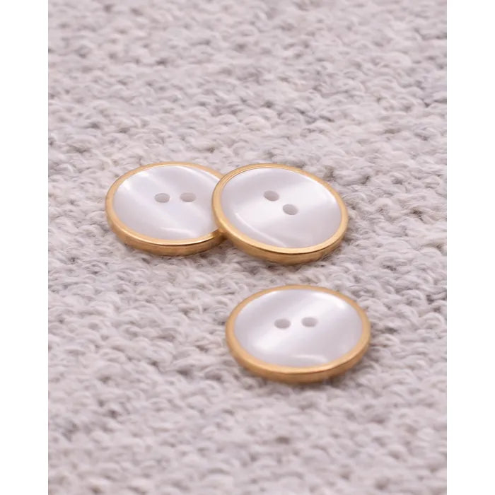 Set of 5 buttons. Color: mother of pearl/gold