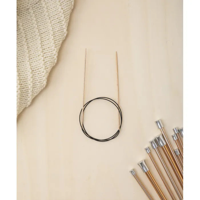 Aiguilles à tricoter circulaires avec câble 80 cm. Couleur : Or rose